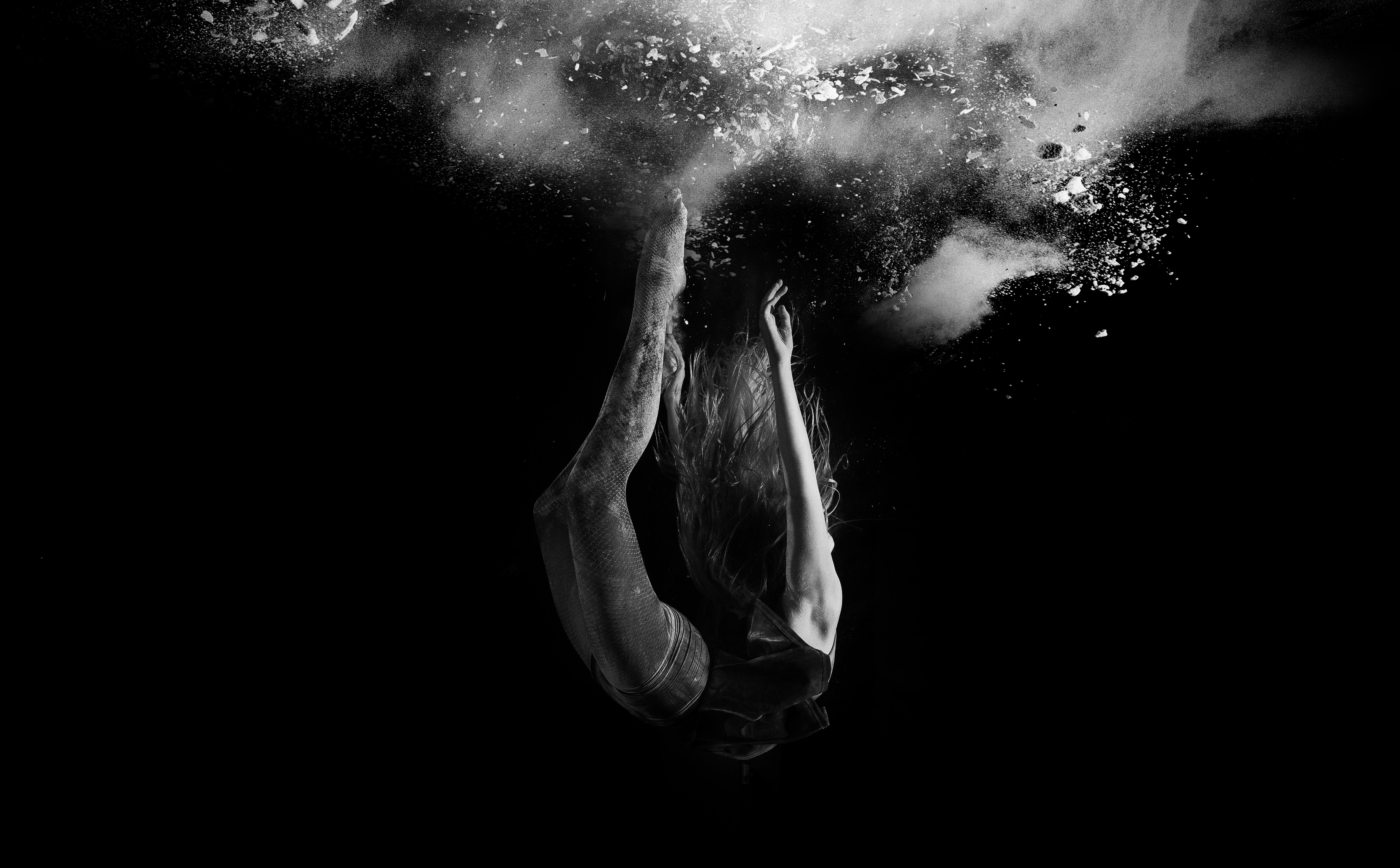 Experimental black and white dancer portrait